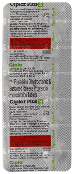 Ciplar Plus 5 Tablet 10